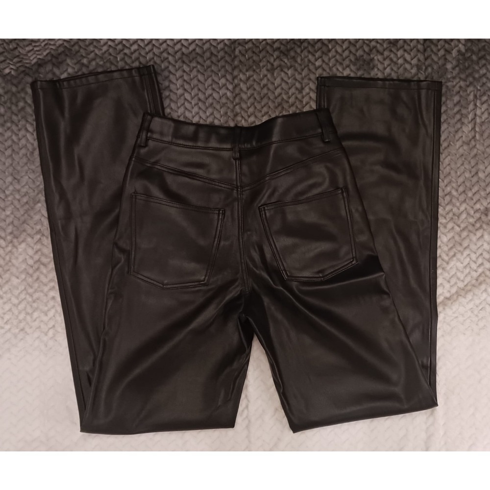 Zara Pants Womens Black Faux Leather Straight Leg EUR‎ 34 US 2 MEX 24 - Picture 5 of 14